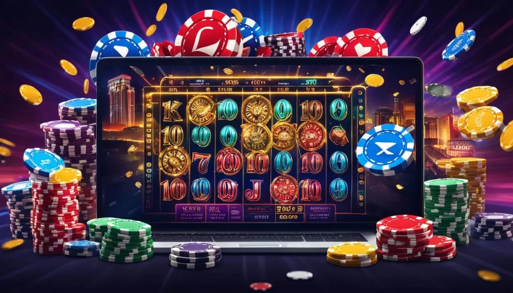 Chồng tiền xu và biểu tượng phần trăm, thể hiện thưởng nạp lại 8bet
